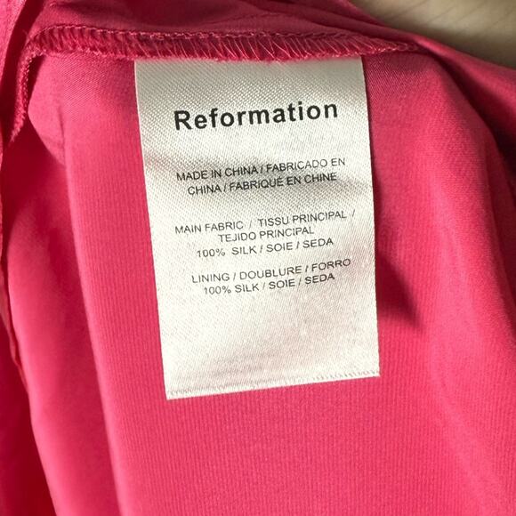 Reformation Marguerite Silk Dress Pink Flambe 12 - Picture 11 of 13